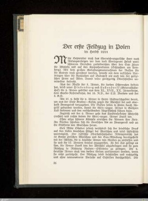 Der erste Feldzug in Polen