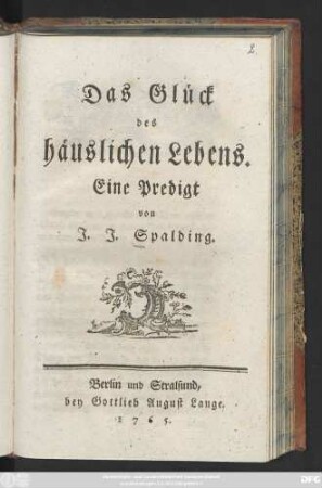 Das Glück des häuslichen Lebens : Eine Predigt