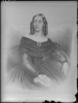 Bildnis Johanna Wagner (1826-1894; Schauspielerin, Sängerin, spätere Jachmann-Wagner). Lithographie von Lithographische Anstalt von Plate & Odendahl Hamburg, nach 1850