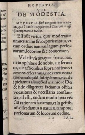 VIII. De Modestia.
