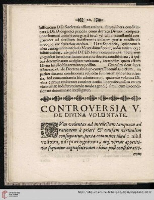 Controversia V: De Divina voluntate
