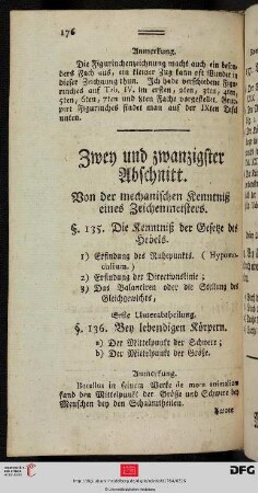 Zwey und zwanzigster Abschnitt