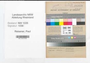 Entnazifizierung Paul Reisener , geb. 05.07.1885 (Bergmann)