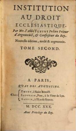 Institution Au Droit Ecclesiastique, 2