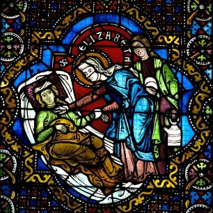 Elisabethfenster (Fenster s II) — Die heilige Elisabeth pflegt Kranke