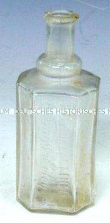 Große Parfümflasche aus farblosem Glas, ohne Verschluss
