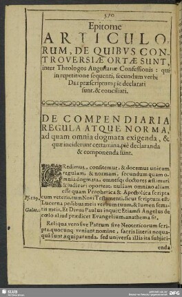 Epitome Articulorum, De Quibus Controversiae Ortae Sunt ,inter Theologos Augustanae Confessionis ...