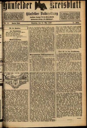 Zweite Ausgabe vom Samstag, den 14. Mai 1927.