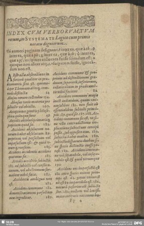 Index Cum Verborum, Tum verum, in Systemate Logico cum primis notatu digniorum