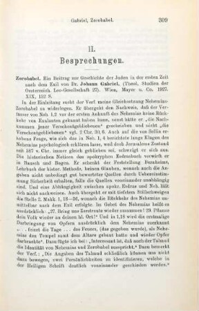 309-310 [Rezension] Gabriel, Johann, Zorobabel