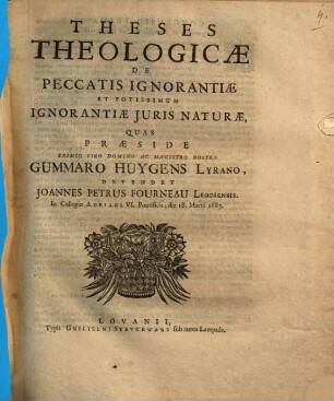 Theses theologicae de peccatis ignorantiae et potissimum ignorantiae iuris naturae