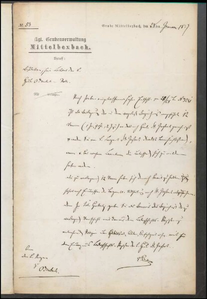 Betriebskosten, Visitation, Verringerung der Belegschaft der
                        Steinkohlengrube Odenbach-Roth