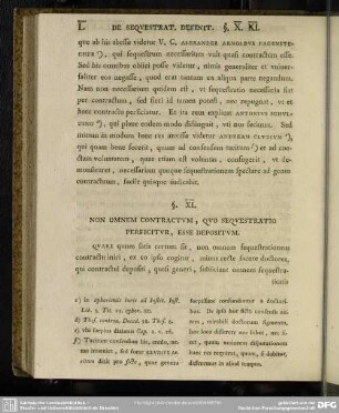 §. XI. Non Omnem Contractum, Quo Sequestratio Perficitur, Esse Depositum