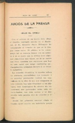"Bajo el Ombú" - Juicio de "La Nación"- Abril 13 de 1907.