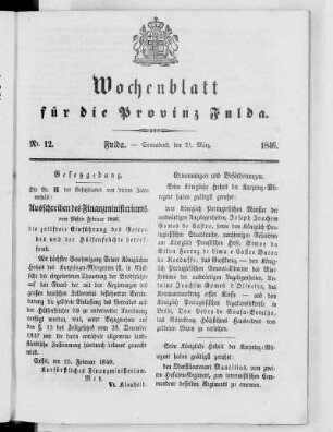 Nr. 12, Ausgabe vom 21. März 1846