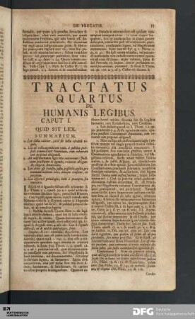 Tractatus Quartus De Humanis Legibus.