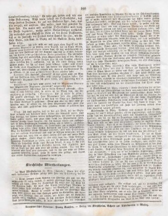 168 Kirchliche Mittheilungen