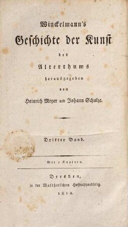 Winckelmann's Werke, 5. Geschichte der Kunst des Alterthums ; Bd. 3