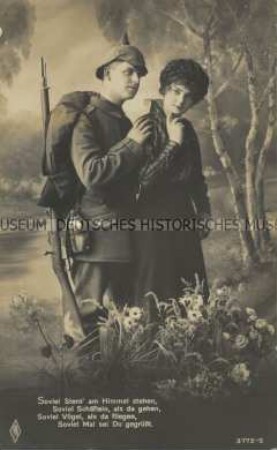 Mädchen und Soldat, mit Vers