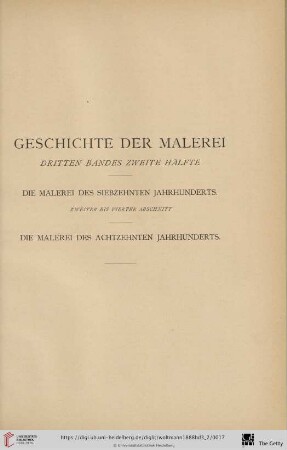 Die Malerei des siebzehnten Jahrhunderts. Zweiter bis vierter Abschnitt