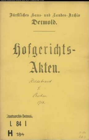 Hildebrand, Joh. Balthasar, Burgvogt gegen Joh. Hermann Becker zu Lemgo - Näherrecht