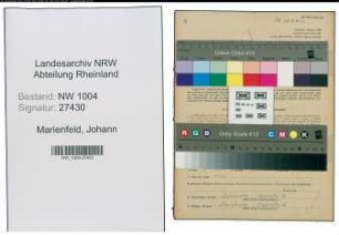 Entnazifizierung Johann Marienfeld , geb. 07.10.1883 (Kaufmann)