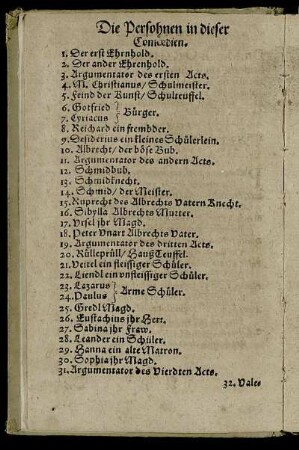 Die Personen in dieser Comœdien.