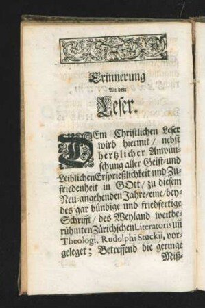 Erinnerung An den Leser.