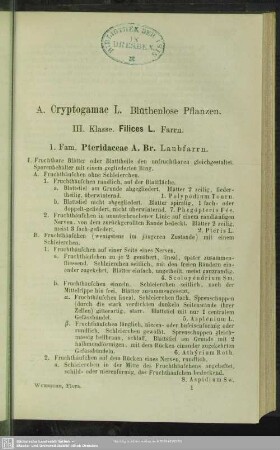 [Aufzählung der Pflanzenfamilien und Diagnostik der Gattungen und Arten]