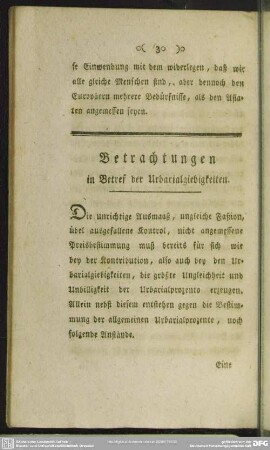 Betrachtungen in Betref der Urbarialgiebigkeiten