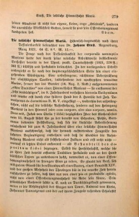 279-280 [Rezension] Ernst, Johann, Die leibliche Himmelfahrt Mariä