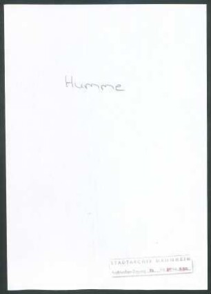 Humme, A[& ] A[& ], o.O.; Wichert an Humme