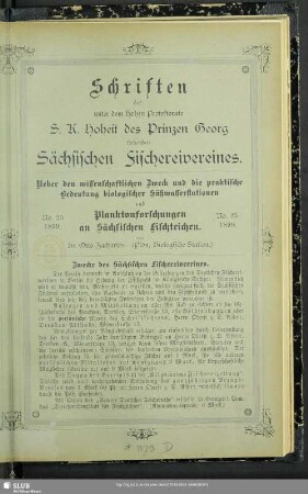 Zwecke des Sächsischen Fischereivereines