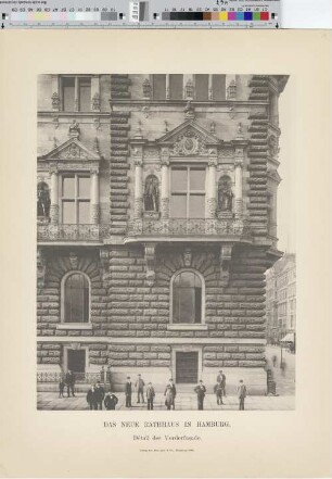 Détail der Vorderfaçade : das neue Rathhaus in Hamburg