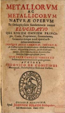 Metallorum ac metallicorum recens elucidatio