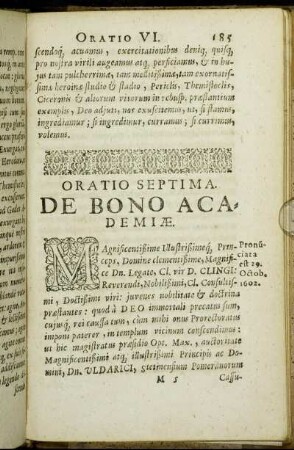 Oratio Septima. De Bono Academiæ.