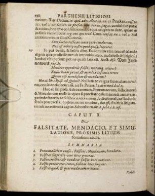 Caput X. De Falsitate, Mendacio, Et Simulatione, Proximis Litium forensium causis.