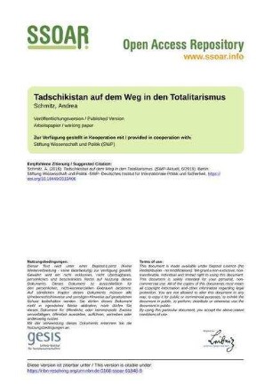 Tadschikistan auf dem Weg in den Totalitarismus