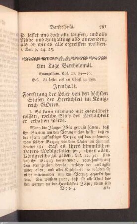 Am Tage Bartholomaei.