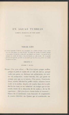 En aguas turbias - (Conclusión) : Comedia dramática en tres actos