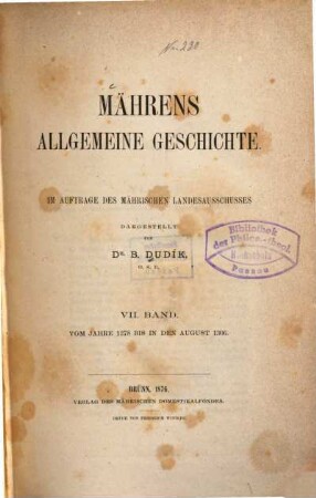 Mährens allgemeine Geschichte, 7. Vom Jahre 1278 bis in den August 1306