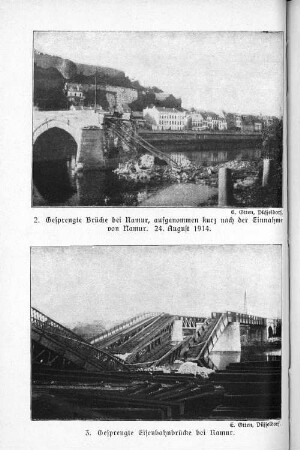 3. Gesprengte Eisenbahnbrücke bei Namur.