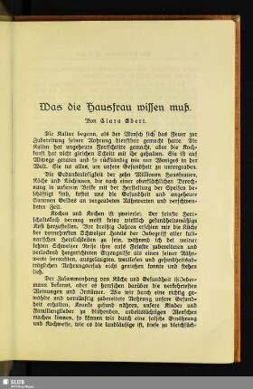Was die Hausfrau wissen muß