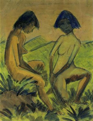 Zwei Mädchen in Landschaft