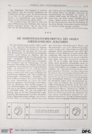 Die Markierungsvorschriften des neuen amerikanischen Zolltarifs