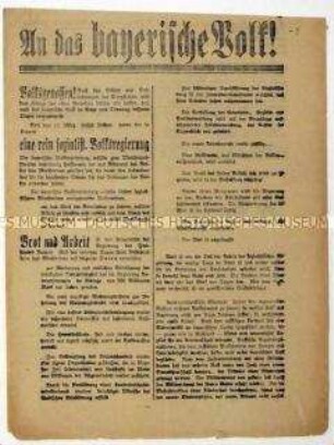 Flugblatt der bayerischen Regierung gegen die Bildung einer Räterepublik