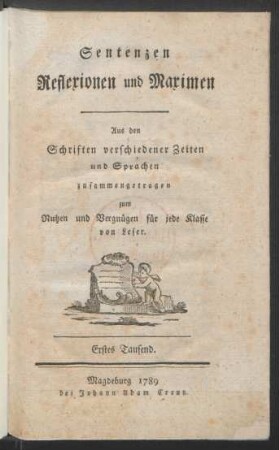 Tsd. 1: Sentenzen Reflexionen und Maximen