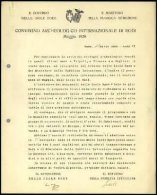 Ministero della Pubblica Istruzione an E. Buschor