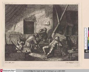 [Vier Landleute, der Rechte mit Pfeife; Peasant Interior]