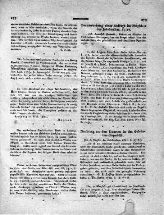 Nachtrag zu den Unarten in der Gelehrten-Republik. (Im 8. Flugbl. des Jahrbuches. 1801. S. 57 ff.)